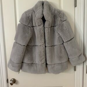 Apparis Gray Faux Fur Coat, size M
